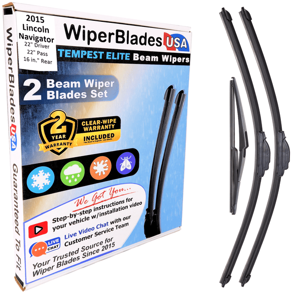 2015 Lincoln Navigator Beam Wiper Blades Wipers w/2yr Warranty (Set of 3) w/Rear Wiper