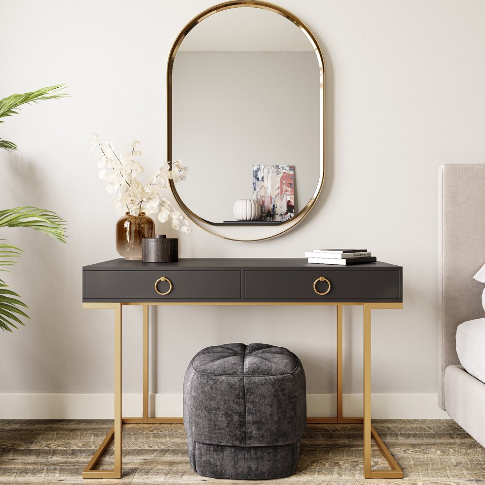 BELLEZE Modern Home Office Computer Desk, Makeup Vanity Console Table