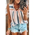thumbnail image 1 of Women's Multicolor Split V Neck Striped Print Tank Top, 1 of 13