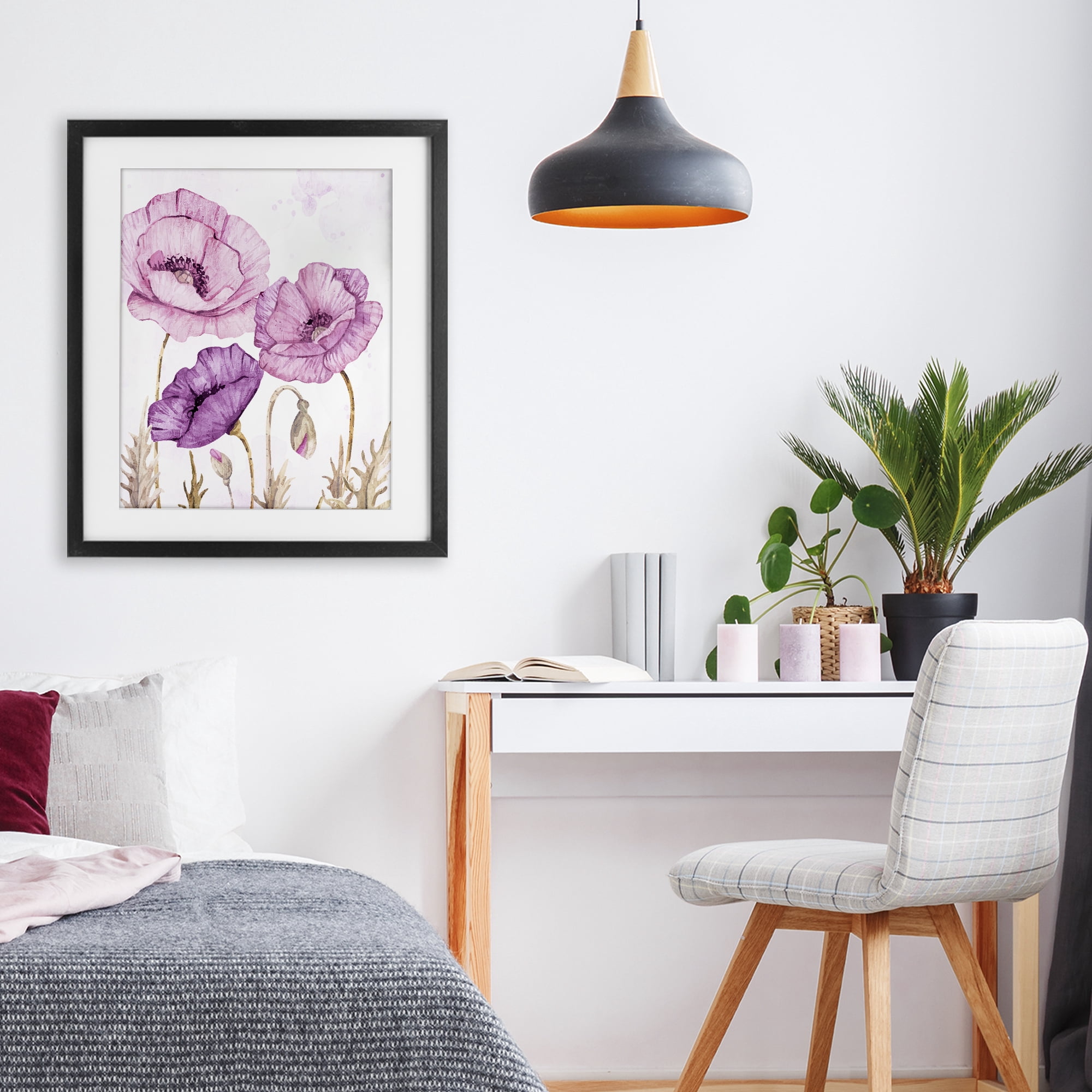 Stupell Industries Bright Purple Poppies Black Framed Print Under Glass, design by Kim Allen