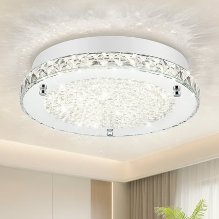 Uznhty LED Ceiling Light Flush Mount 13 Inch Crystal Ceiling Light,Bathroom Ceiling Light Fixtures for Kitchen Porch Living Room Dimmable 4000K