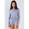 thumbnail image 1 of Saronite Basics Round Neck Long Sleeve Tie-back Rayon Romper Set (Women's), 1 of 4