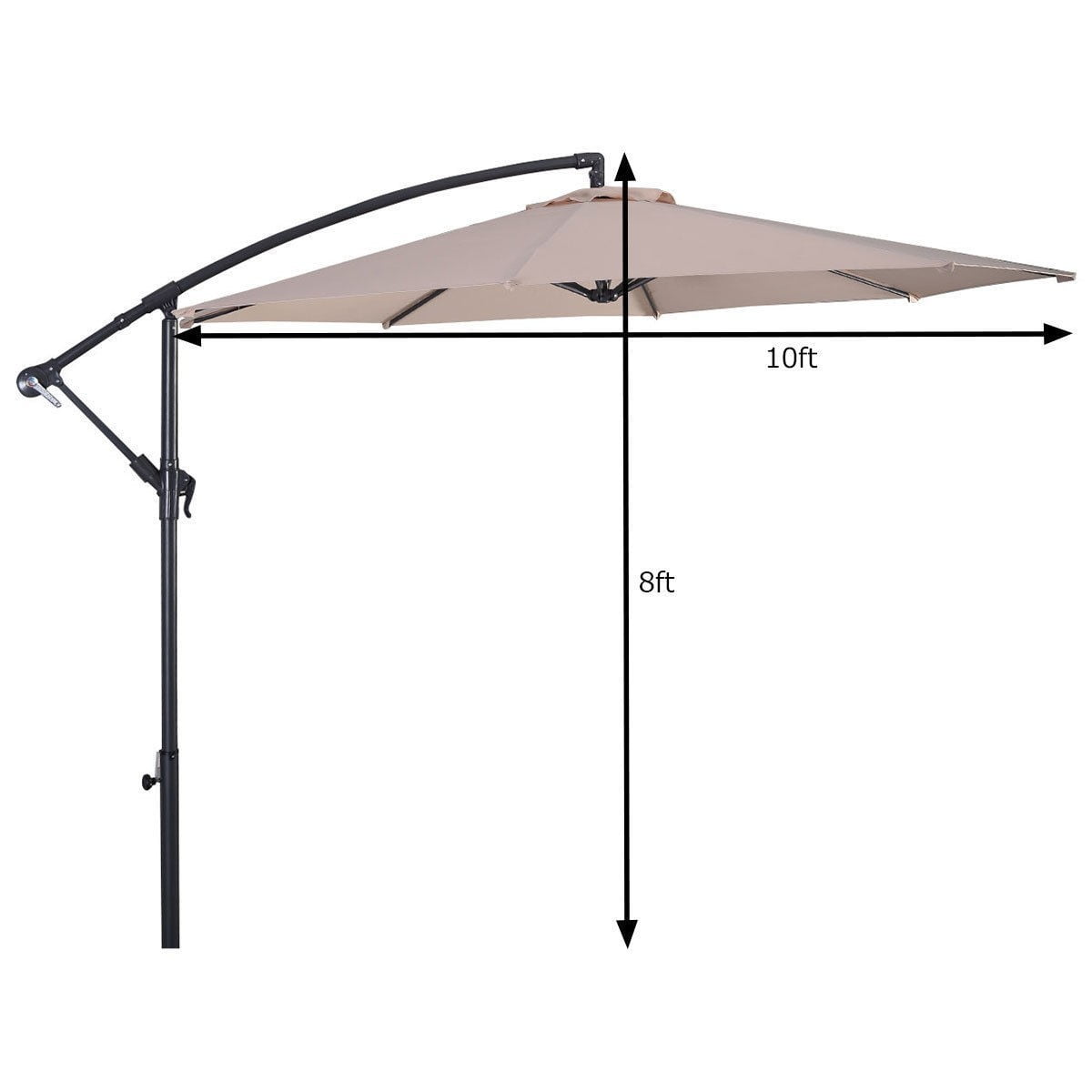 Costway 10 Hanging Umbrella Patio Sun Shade Offset Outdoor Market W T Cross Base Beige Walmart Com Walmart Com