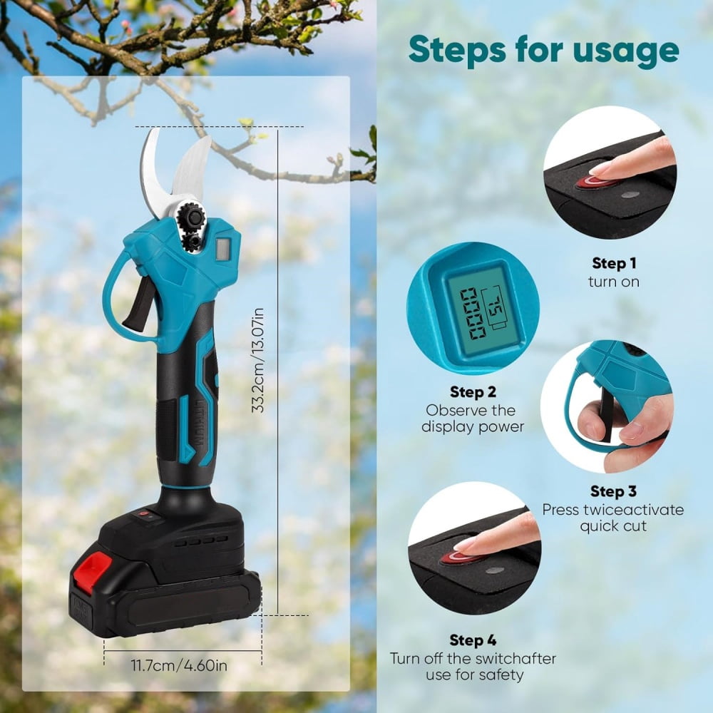 Electric Pruning Shears Portable Handheld Cordless Electric Pruning Shears Rechargeable Single Handheld Labor-Saving Fruit Tree Potted Garden Pruners