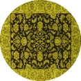 thumbnail image 1 of Ahgly Company Machine Washable Indoor Round Oriental Yellow Industrial Area Rugs, 4' Round, 1 of 4