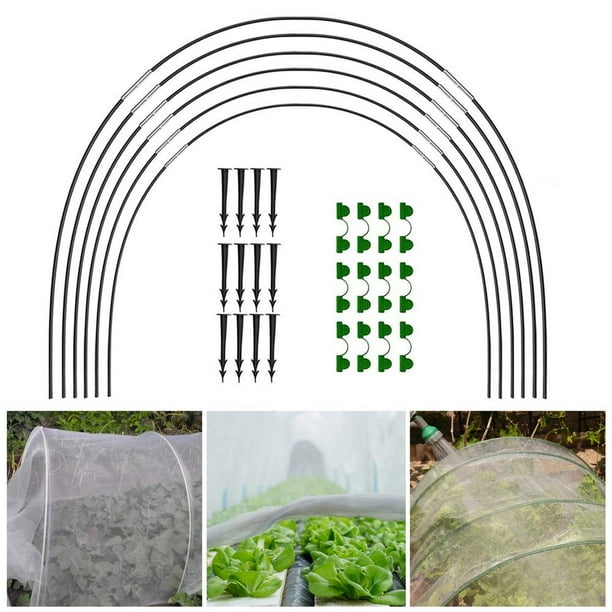 Gecorid Greenhouse Hoops Garden Hoops Growth Tunnel for Raised Beds Plants Grow Support Tunnels