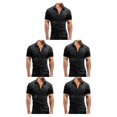 thumbnail image 1 of Camisa vaquera Jumpingount para hombre de manga corta estilo americano color Gris oscuro 2XL, 1 of 6