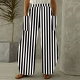 thumbnail image 2 of hotojiny Wide Leg Pants for Women Casual Baggy Striped Lightweight Trousers Lounge Beach Vacation Pants with Pockets, 2 of 5