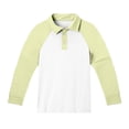 thumbnail image 4 of CCRFTGI Polo Shirts for Children Girls Size 7 School Uniform raglan Color block Shirts Athletic Sport Button Up Collared Polo Lightweight Long Sleeve Summer Tops Light Green 5-6 Years, 4 of 5