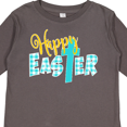 thumbnail image 4 of Inktastic Happy Easter with Cross in Teal Plaid Boys or Girls Long Sleeve Toddler T-Shirt, 4 of 5