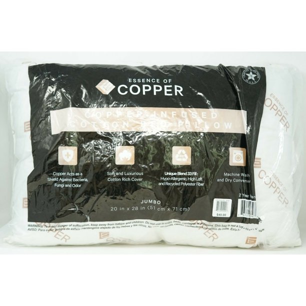 Essence of Copper Cotton Blend 20" x 28" Bed Pillow JUMBO White