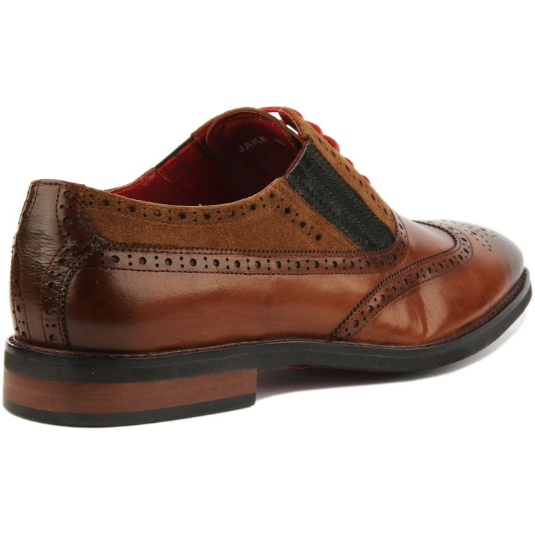 JUSTINREESS Jake Men's Lace Up Leather Brogue Shoes In Brown Size