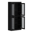thumbnail image 3 of Palace Imports 100% Solid Wood 32" Pantry Cabinet with Frosted Glass Doors and Adjustable Shelves, Black, 3 of 6