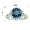 thumbnail image 4 of V3 Jewelry 2.80 Carat Natural London Blue Topaz and Natural White Topaz in Sterling Silver Halo Ring for Women, 4 of 7