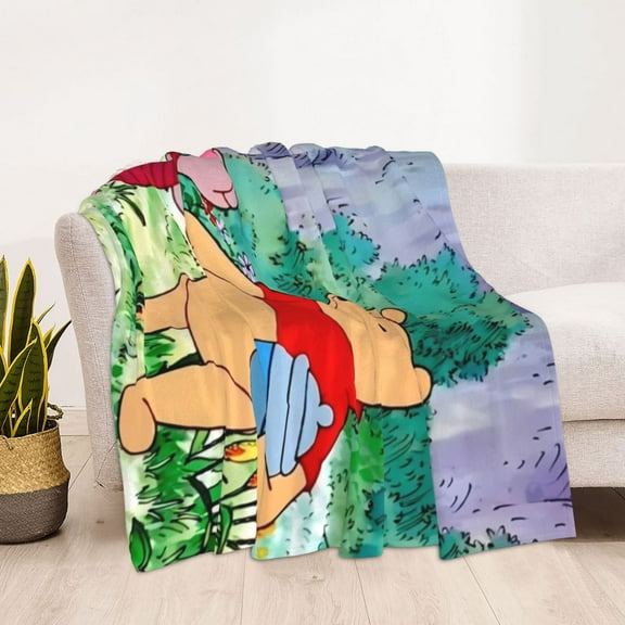 Winnie The Pooh Printing Bed Blanket, All Seasons Flannel Fleece Blanket, Soft & Warm Plush Blankets for Couch Sofa Bed Camping Travel, 60"x50"