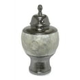 thumbnail image 2 of Traditional Style Ceramic Pearl Rotund Covered Jar, Silver And White, 2 of 2