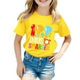thumbnail image 1 of PMVFHDE Hauts Mignons pour Fille 2025 T-Shirt Robe Filles Hauts d'Été 2025 Maillots de Bain Filles Hauts Garçon et Fille Mode Décontractée Imprimé Col Rond Manches Courtes T-Shirt Haut Jaune, 3-4 Ans, 1 of 4