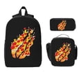 thumbnail image 2 of Prestonplayz Pizza Backpack Set, 3 Piece Backpack Set With Lunch Box Pen Box , High Capacity Bookbag Lunch Bag Pencil Case Workplace Travel, 2 of 8