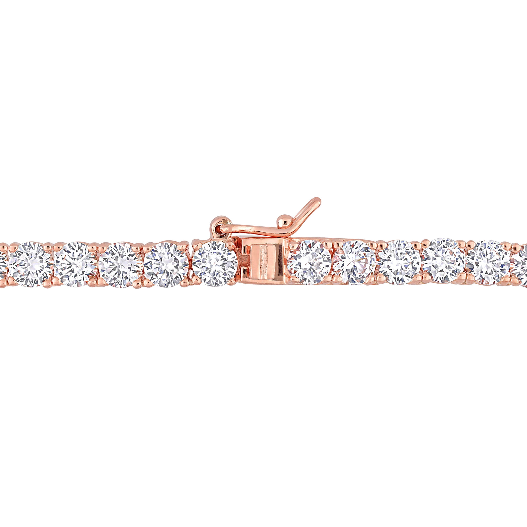Everly Women's Created Sapphire Rose Gold Plated Tennis Necklace