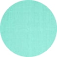 thumbnail image 1 of Ahgly Company Machine Washable Indoor Round Solid Turquoise Blue Modern Area Rugs, 5' Round, 1 of 4