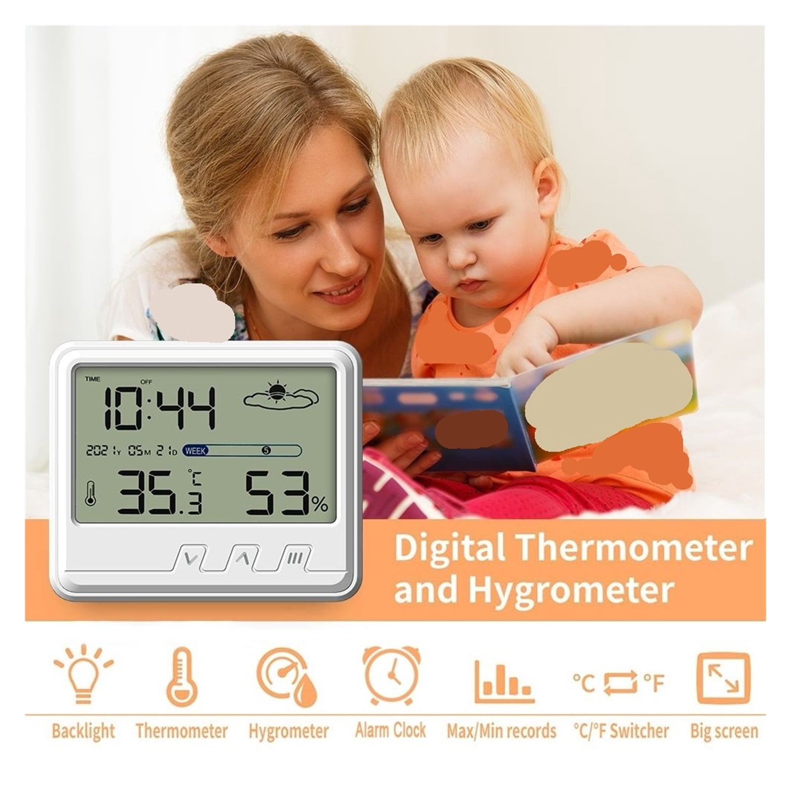Weather Station Digital Thermometer Hygrometer Sensor Gauge Home Indoor Temperature Humidity Meter