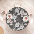 thumbnail image 4 of Ambesonne Flowers Fitted Round Tablecloth, Magnolia Tree Floral Branch, 40"- 44" Diameter, Dark Taupe Grey and White, 4 of 5