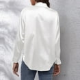 thumbnail image 3 of Women's Tops Satin Satin Imitation Silk Long Sleeved Button Down Blouse Shirts for Women, 3 of 5