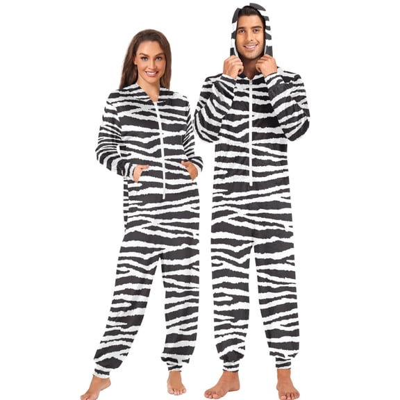 Adult Onesie Pajamas with Art Zebras Print L