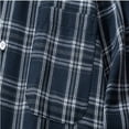 thumbnail image 5 of USNSM Men's Flannel Shirt Casual Business Plaid Loose Shirt Turndown Collar Button up Long Sleeve Tops with Chest Pocket Navy 4XL, 5 of 7