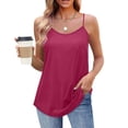 thumbnail image 5 of Otntypg Womens Spaghetti Strap Tank Top Cute Adjustable Scoop Neck Flowy Camisole Tops Loose Fit Casual Shirts Summer Beach Vacation Tanks Shirts Hot Pink L, 5 of 7