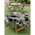 thumbnail image 4 of Outdoor Tablecloth with Umbrella Hole for Patio/Picnic/Party/Camping, Sage Green Black Geometric Waterproof Table Cloth Round Cover Washable, Modern Art Abstract Grey Line (Dia 60"), 4 of 8