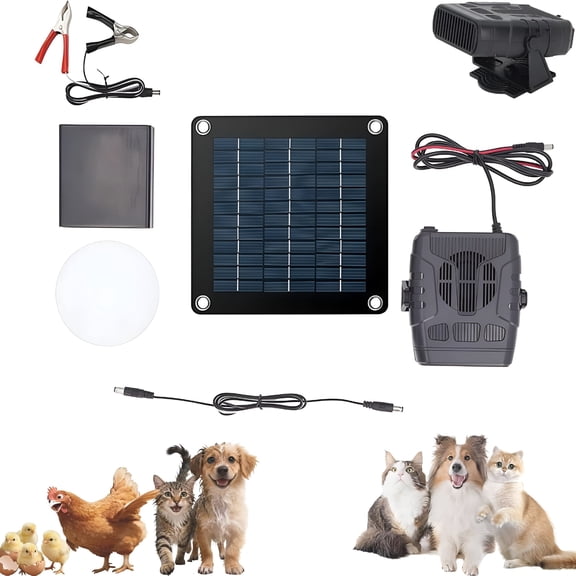 HIBIBUD Solar Heater for Chicken Coop 20/30W Compact Solar Panel Heater Winter Heating for Pet House Solar Powered Heater with Overheating Protection (20W with Clips)