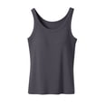 thumbnail image 3 of VV AVEORS Camisole Tops For Women Built In Bra Summer Trendy Casual Padded Tanks Ribbed Basic Shelf Bra Tank Tops Workout Yoga Shirts Dark Gray M, 3 of 5
