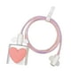 thumbnail image 1 of Cubierta protectora del cable del cargador Protector del cargador Protector del estuche del cargador del cable de protección del enchufe de carga , Rosa y blanco, 1 of 8