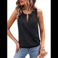 thumbnail image 2 of Blusas de Verano con Ojales para Mujer, Camisetas Sin Mangas con Cuello Redondo, Camisetas para Mujer Negro XXL, 2 of 9