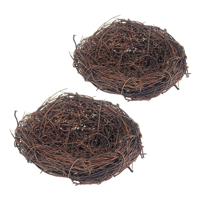 2 Jaulas Para Pájaros Con De Mimbre Tejidas Naturales, Para Pájaros/cama Soledad Nido de pájaro de paja tejida a mano