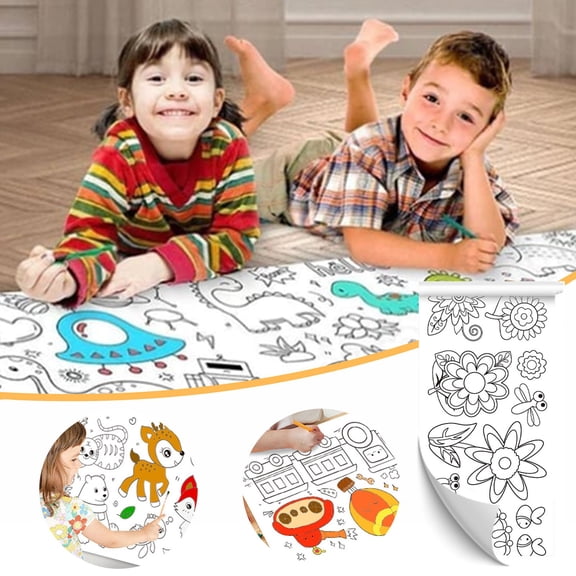 Bowayaoa Reusable Doodle Drawing Roll, Self-Adhesive Wall Canvas Coloring Paper Roll, Cuttable Washable Graffiti Painting Sheet for Home Wall Art Creation and Craft Decoration