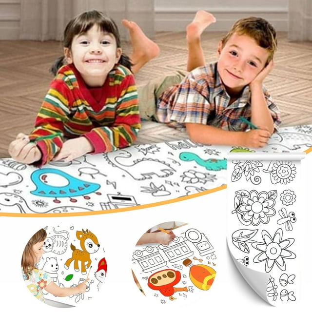 Rouleau de Dessin pour Enfants Rouleau de Dessin Réutilisable pour Enfants Rouleau de Coloriage Mural avec Marqueurs Lavables (1Pcs) Rkxzt