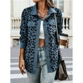 thumbnail image 4 of Women' Corduroy Leopard Jacket Button Down Long Sleeve Blouses Fall Jacket Casual Coat Blue XXXL, 4 of 10