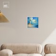 thumbnail image 3 of Lighthouse Sunrise Chic Coastal Canvas Wall Art by Art Remedy, White Floater Frame, 12"x12", 3 of 7
