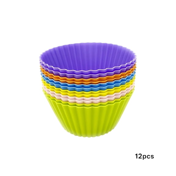 ACDANC 12 Pcs Silicone Mini Reusable Muffin Baking Cup,Small Cupcake Holders Silicone Cupcake Liners Pastry Dessert Cups Nonstick Liner Molds for Making Muffin Chocolate Bread