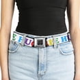 thumbnail image 5 of Buckle-Down Belt, Seatbelt Buckle Belt, Free Hugs White Multi Color, 34 to 52 Inches, 5 of 9