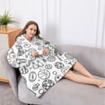 thumbnail image 5 of Oversized Wearable Blanket Hoodie,Doodle Sports Icons Pattern Sherpa Blanket Hoodie with Super Pockets,Super Warm Fuzzy Pullover for Women & Men, 5 of 6