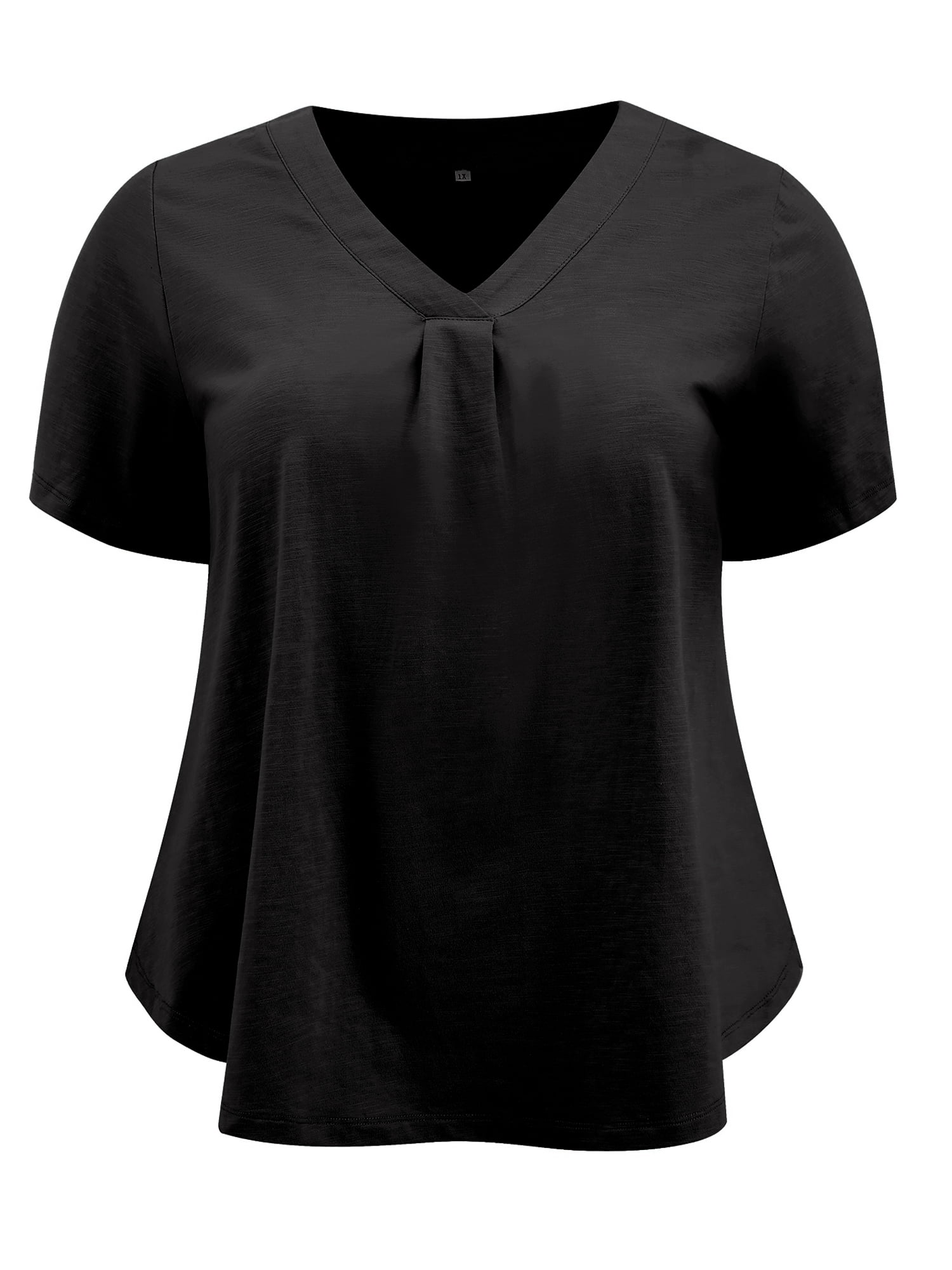 DARING DIVA Women's Plus Casual Trendy Pleated Shirt Dressy Work Blouse 3X Black
