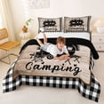 thumbnail image 3 of Catabedysis Plaid Camping Full Size Comforter Sets,Camper Silhouette Print Bedding Comforter Set For Boys,Multicolor,Black Reversible,3-Piece,1 Comforter and 2 Pillowcases, 3 of 7