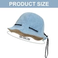 thumbnail image 2 of 56-58cm hat circumference retro denim double-sided fisherman hat female summer ruffled sun hat with windproof drawstring - Light denim beige, 2 of 5