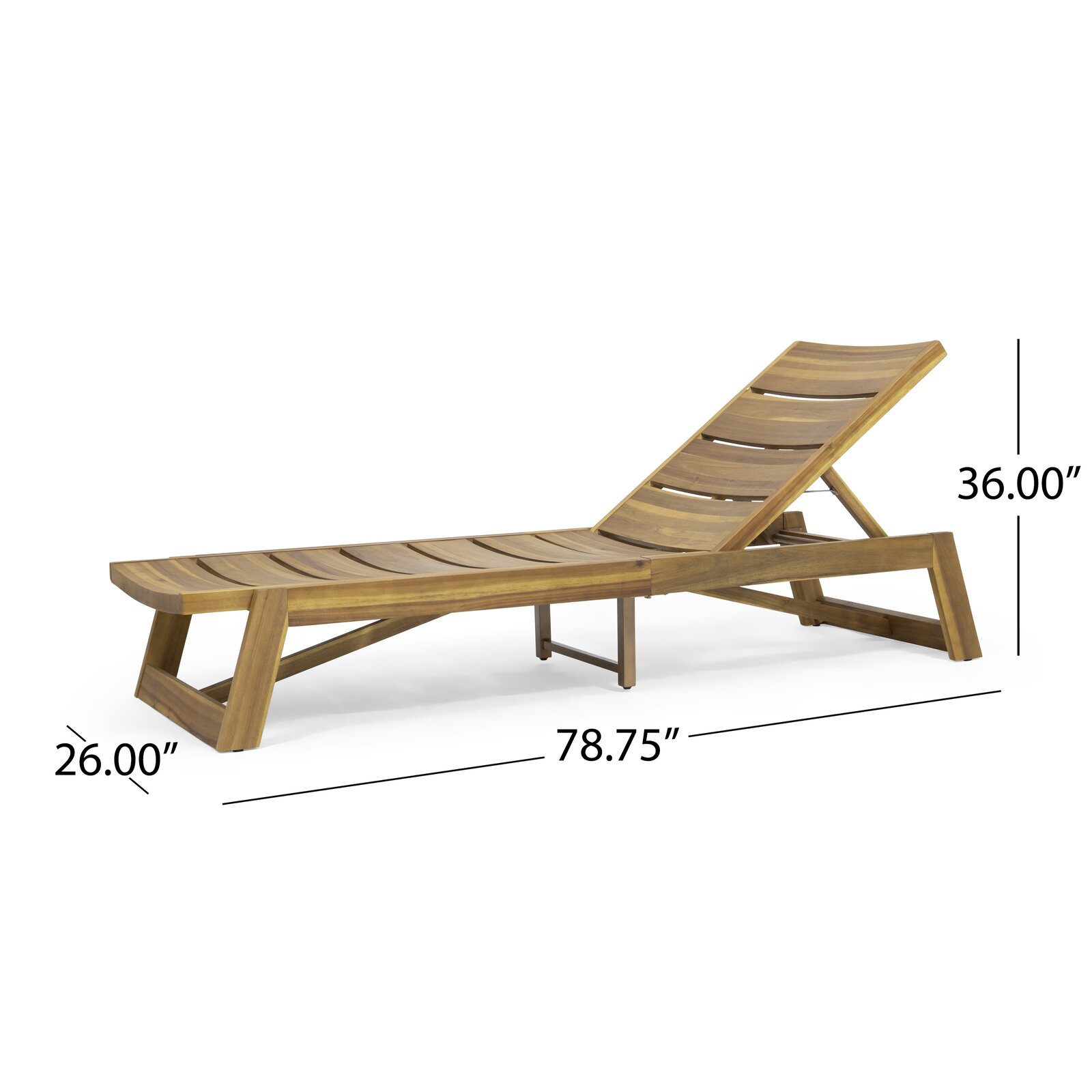Nowakowski Acacia Wood Reclining Chaise Lounge, Number of Reclining Positions: 4, Warranty Length: 1 Year - image 2 of 7
