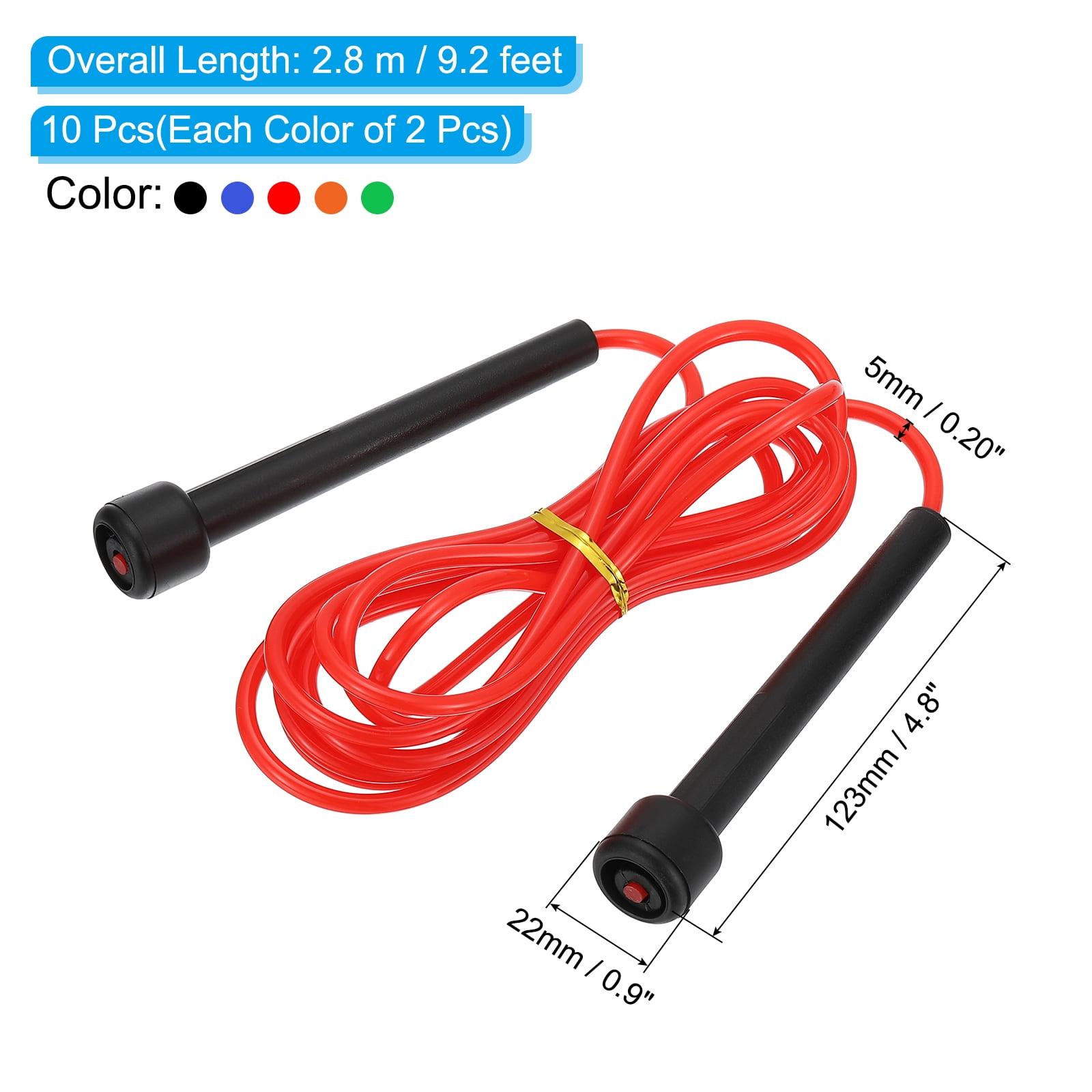 Uxcell Jump Ropes Workout Jumping Rope Adjustable Tangle-Free Skipping Rope Multicolor 10 Pack