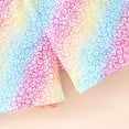 thumbnail image 6 of WIBACKER Summer Girls' Jumpsuit Kids Rainbow Print Crew Neck Romper Backless Sleeveless Stretchy Short, 6 of 9
