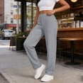 thumbnail image 7 of LEKWK Pants for Women High Waisted Straight Leg Trousers Patch Pockets Elastic Waist Breathable Soft Lounge Yoga Sweatpants Casual Daily Work Comfy Wear, 7 of 7